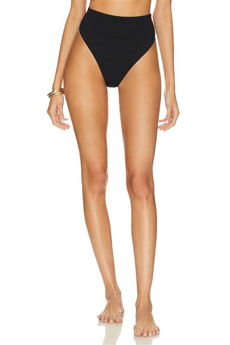 Beach Riot Highway Bikini Bottom In Black Waffle Revolve