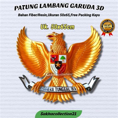 Jual PATUNG LAMBANG GARUDA PANCASILA 3D UKURAN 50X65 FIBER BESAR