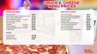 Chuck E Cheese Menu Prices 500 Free E Tickets 2023