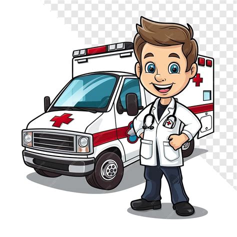 Premium PSD | Cartoon paramedic fun illustration on transparent background