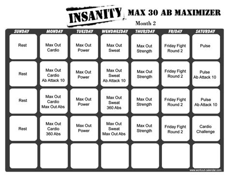 Insanity Max 30 Calendar Naoma Vernice