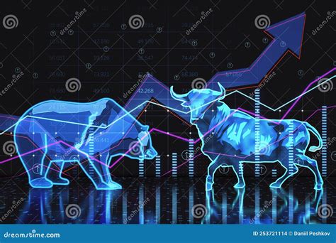 Abstract Bearish And Bullish Forex Chart On Blurry Wallpaper Stock