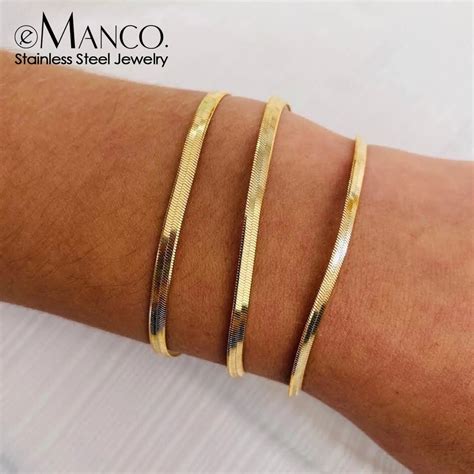 EManco pulsera clásica de cadena de serpiente para mujer brazalete de