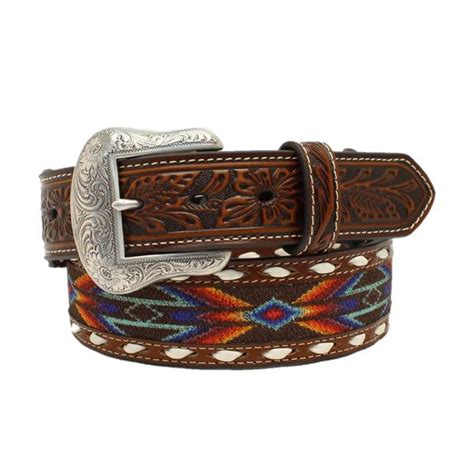 Nocona Men S Buck Laced Ribbon Inlay Western Belt Western Belts