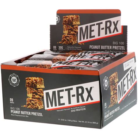 MET Rx Big 100 Meal Replacement Bar Peanut Butter Pretzel 9 Bars 3