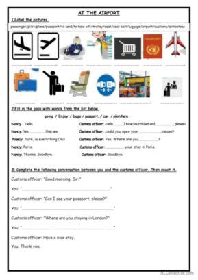 Airport English Esl Worksheets Pdf Doc