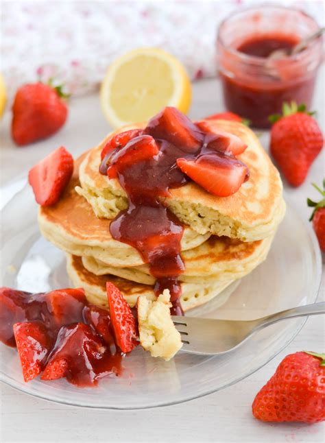 Lemon Pancakes With Strawberry Sauce Bakes By Chichi