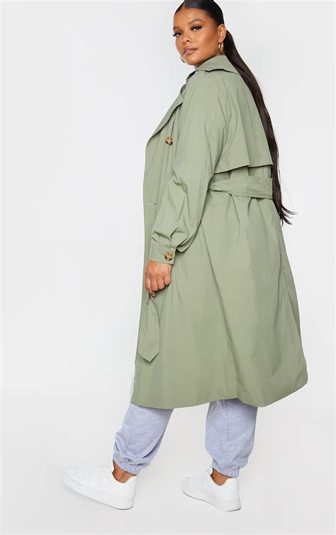 Plus Khaki Lightweight Belted Trench Coat Prettylittlething