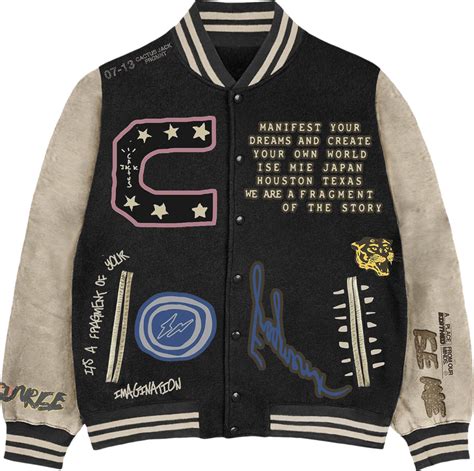 Cactus Jack X Fragment Black Letterman Jacket Inc Style