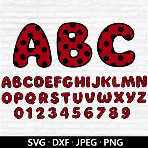 Ladybug Font Svg Red Polka Dot Svg Ladybug Numbers Svg Dot Letters