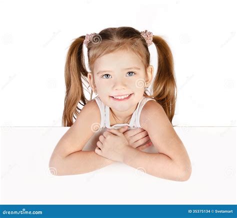 Petite Fille Mignonne De Sourire Disolement Photo Stock Image Du