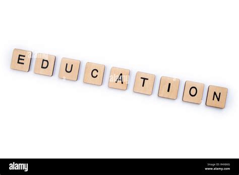 The Word EDUCATION Spelt With Wooden Letter Tiles Stock Photo Alamy