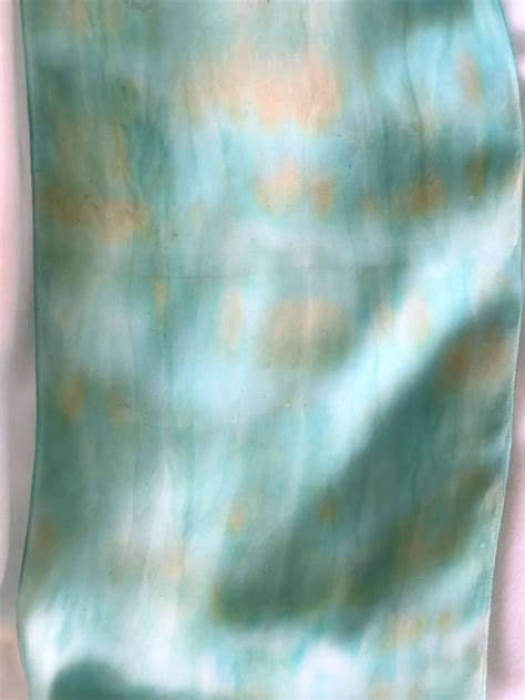 Turquoise And Sand Very Long Silk Scarf Warm Feel Art On Silk Accessories