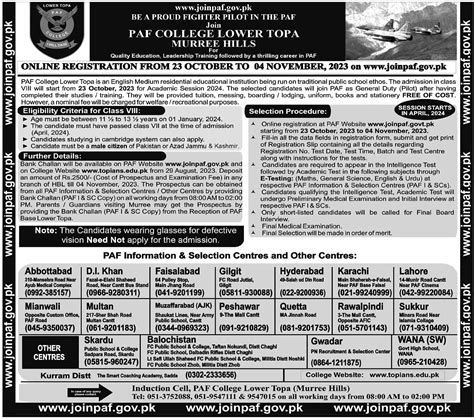 Paf College Lower Topa Murree Hills Admissions Result Pk