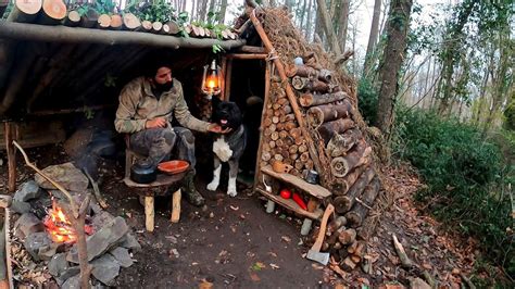 Bushcraft Camp In The Woods Off Grid Shelter Build Survival Tiny House Solo Camping