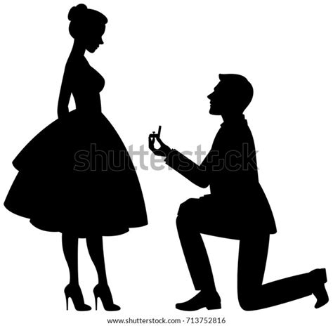 Silhouette Man Makes Proposal Marry Woman Stock Illustration 713752816 Shutterstock