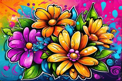 Flower Graffiti Wallpaper, Graffiti Background, Floral Graffiti Pattern ...