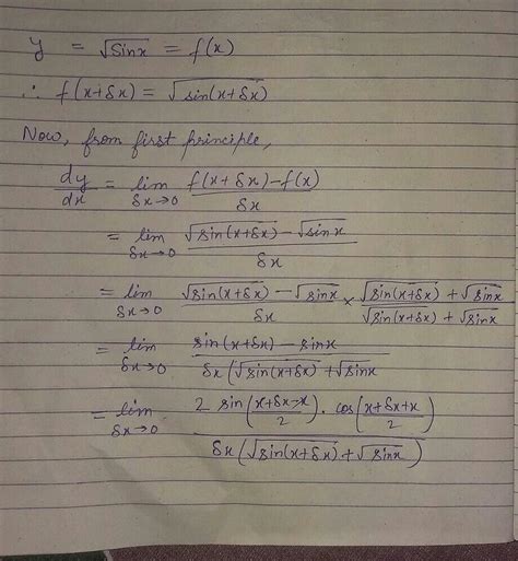 Using First Principle Find The Derivative Of Square Root Sin X Brainly In