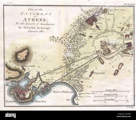 Mapa de bocage de la ciudad de atenas en la antigua grecia fotografías