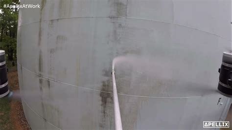 The Apellix Patented B1 Power Wash Drone Cleaning An Aboveground Tank