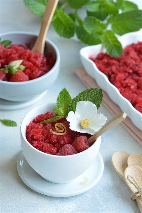 Raspberry Granita With Prosecco And Mint Berries Lime