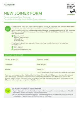 Fillable Online New Joiner Form Fax Email Print Pdffiller