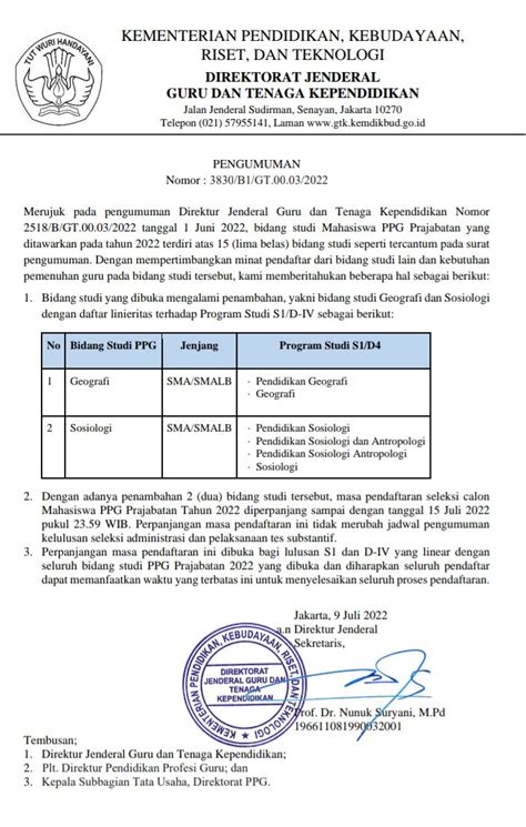 Penambahan Bidang Studi Baru Di Ppg Prajabatan Prodi Pendidikan