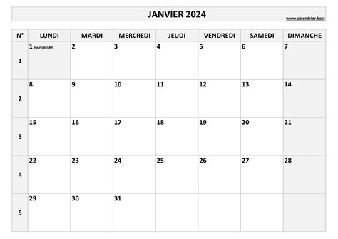 Calendrier Janvier Avec Semaine Hanna Kikelia