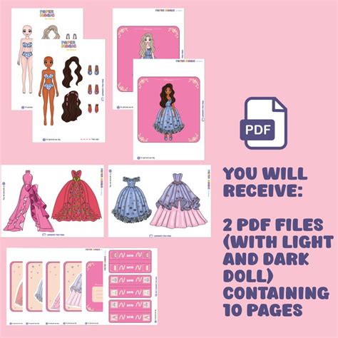 Printable Paper Doll Princess Paperdoll Princess Dresses Activity Book