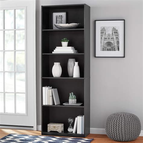 Mainstay` 71 5 Shelf Standard Bookcase A True Black Oak