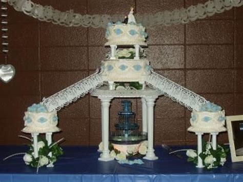 Three Tier Wedding Cake With Fountain And Stairs Cakecentral