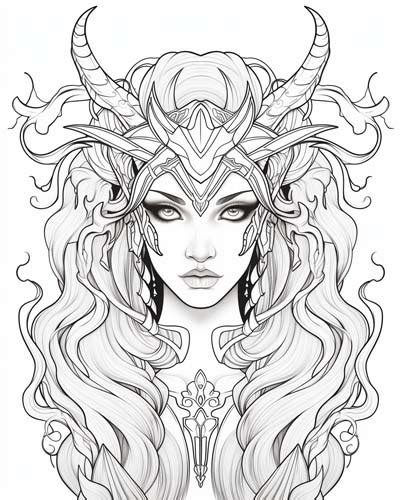 Nyx Goddess Of Night Coloring Pages Greek Mythology