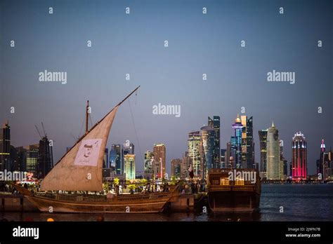 Doha Qatar Abril 24 2022 Los Barcos Tradicionales Llamados Dhows