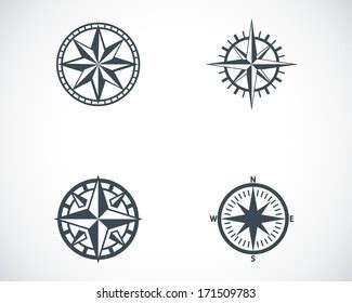 Vintage Marine Compass Logo Set Symbol Stock Vector Royalty Free