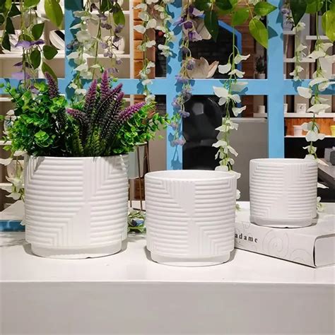 White Ceramic Flower Pot Set Of Available In And Inches