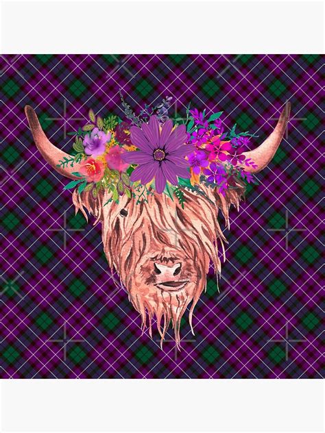 Scottish Highland Cow Tartan Braveheart Throw Pillow For Sale By