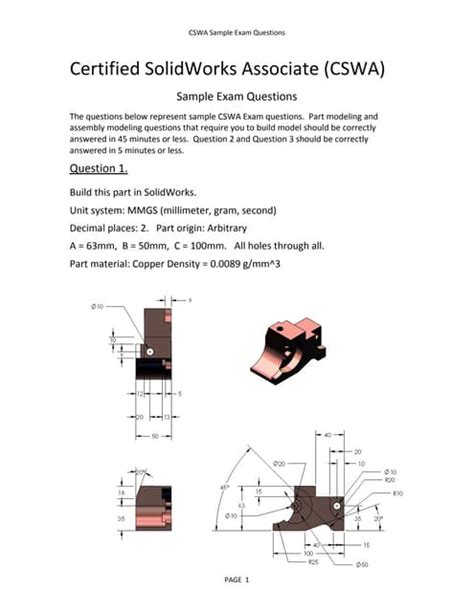 CertificaciÓn Solidworks Cswa Sample Exam Base Yokepdf