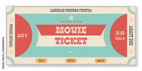 Event Ticket Template In Vintage Style For Cinemas Festivals Clubs