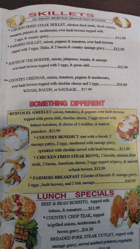 Menu At The Country Inn Restaurant Greeley