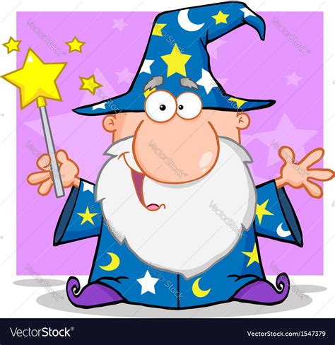 Cartoon Wizards Casting Spells Royalty Free Vector Image