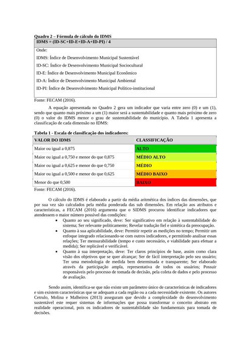 Pdf An Lise Comparativa Dos Indicadores De O Indicador Ambiental