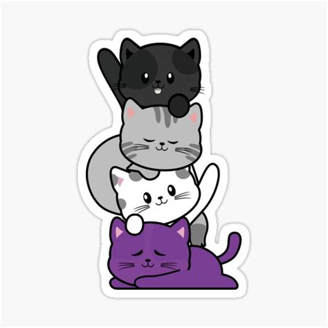 Asexual Kawaii Cat Lgbtq Ace Pride Flag Kittens Sticker For Sale By