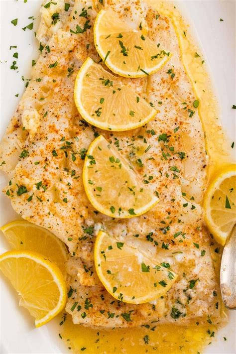 Baked Fish With Lemon Garlic Butter Sauce 40 Aprons