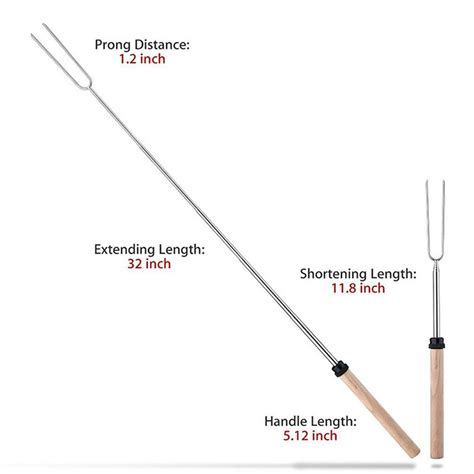 Pc Stainless Steel Barbecue Fork Adjustable Woode Grandado