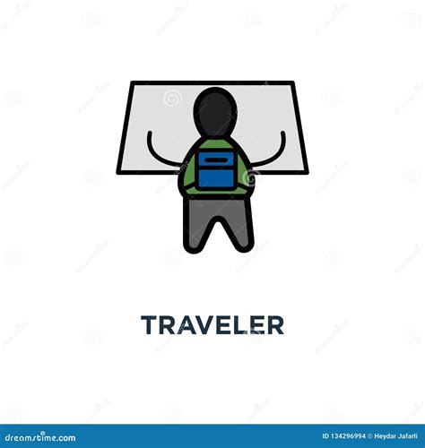 Traveler Icon, Symbol of Explorer or Seeker of Adventures with Travel
