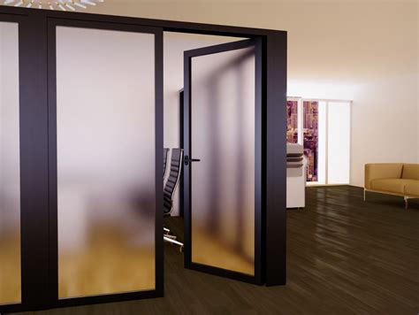 Mahmayi Black Aluminum Glass Swing Door With Full Frosted Glass Without Tile Per Unit With Free