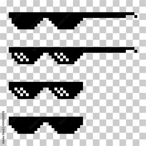 Set Of Fun Retro Pixel Sun Glass Icon Life Style Meme Sunglasses Thug