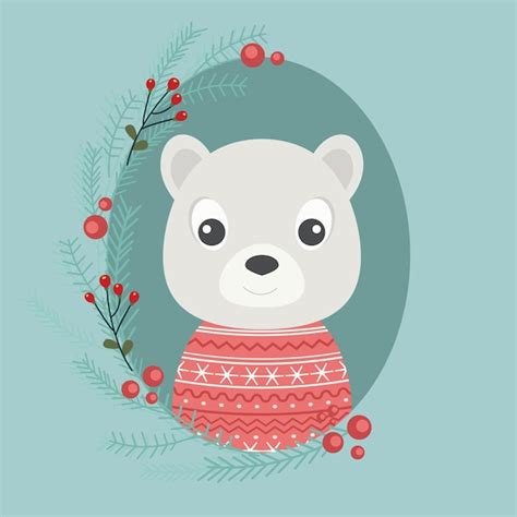 Vector Lindo Oso De Peluche En Su Ter De Invierno Vector Premium