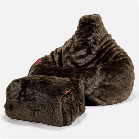 Lounge Pug Highback Gaming Bean Bag Chair Fluffy Faux Fur Brown Beanbag Uk Big Bertha Original Uk