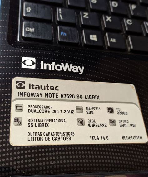 Notebook Itautec Infoway Note A7520 Ss Librix Jogo De Computador